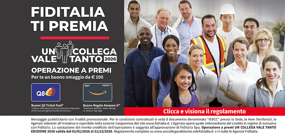 Agenzia Bellaiuto Fiditalia | San Nicola La Strada, Aversa, Villaricca | Fiditalia ti premia - Vinci un buono omaggio da €100. Operazione a premi. Clicca e visiona il regolamento. Operazione a premi UN COLLEGA VALE TANTO 2025 valida dal 01/01/2025 al 31/12/2025. Regolamento completo www.uncollegavaletanto.retefiditalia.it